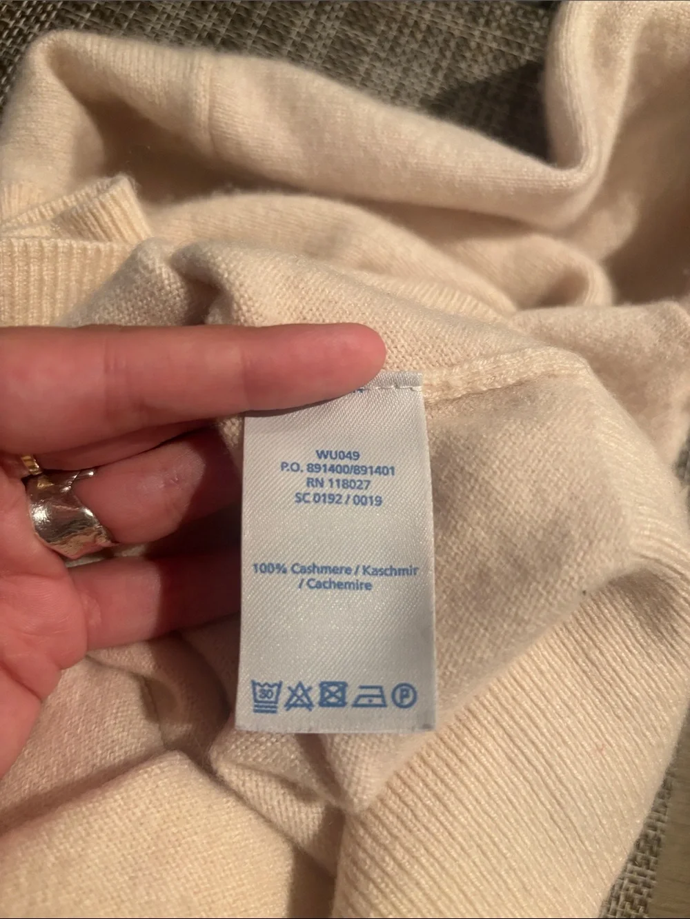 Boden 100% Cashmere Cropped Cardigan 10 Button Front Cream Long Sleeve Neutral